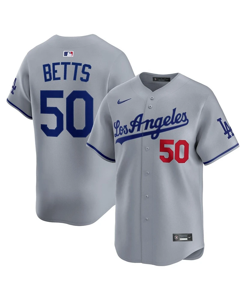 Nike Men's Mookie Betts Gray Los Angeles Dodgers Road Limited Player Jersey