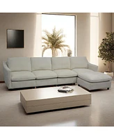 Beige Modular Cloud Sofa, Ottoman & Pillows: Modern Living Room Couch