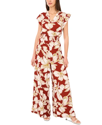 Vince Camuto Women's Printed Smocked-Waist Wide-Leg Jumpsuit
