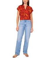 Vince Camuto Women's Printed V-Neck Placket Blouse