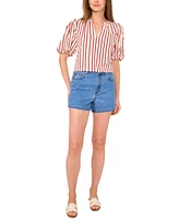 Vince Camuto Women's Puff-Sleeve V-Neck Top