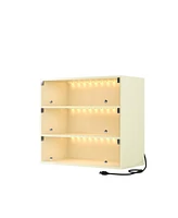 Off white Led light shoe box three layers with glass doors