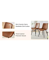 42" Round Wood Dining Set: Table & Brown Tech-Fabric Chairs