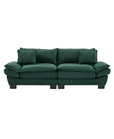 Corduroy Loveseat Sleeper Sofa with Pillows - Green