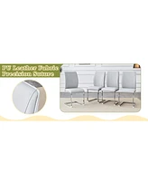 Luxury Glass Dining Set: 63"x35.4", 6 Gray Pu Chairs, Silver Legs