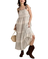 Lucky Brand Women's Striped Cotton Tiered Maxi Dress