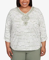 Alfred Dunner Plus Textured Medallion Top