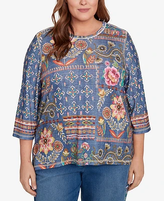 Alfred Dunner Plus Floral Patch Top