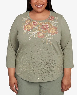 Alfred Dunner Plus Sequin Floral Top