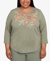 Alfred Dunner Plus Sequin Floral Top
