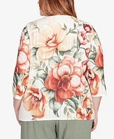 Alfred Dunner Plus Beaded Floral Top