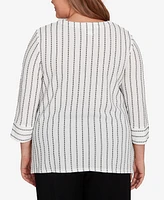 Alfred Dunner Plus Textured Stripe Top