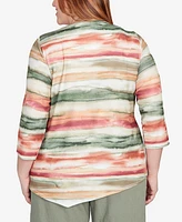 Alfred Dunner Plus Watercolor Stripe Top