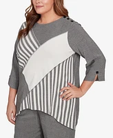 Alfred Dunner Plus Diagonal Stripe Top