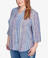 Alfred Dunner Plus Textured Stripe Top