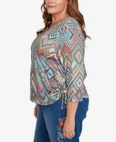 Alfred Dunner Plus Ikat Diamond Top