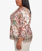 Alfred Dunner Plus Scroll Border Top