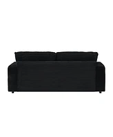 82 inches black corduroy sofa, two storage feet +4 throw pillows, create a living room, office fashion new darling