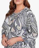 Alfred Dunner Plus Reversible Paisley Top