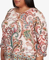 Alfred Dunner Plus Scroll Border Top