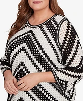 Alfred Dunner Plus Crochet Bell Sleeve Top