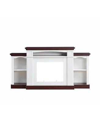 Farmhouse Style Fireplace Tv Stand for 70-inch Tv Electric Fireplace Tv Stand for Living Room or Bedroom Storage