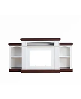 Farmhouse Style Fireplace Tv Stand for 70-inch Tv Electric Fireplace Tv Stand for Living Room or Bedroom Storage