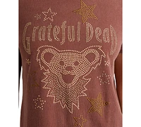 Lucky Brand Women's Cotton Studded Grateful Dead Bear T-Shirt