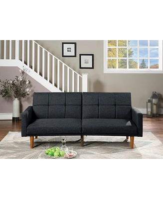 Transitional Black Sofa Bed with Wooden Legs