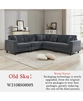 Oversized Modular Sectional Sofa, 5-Seat Corduroy U-Shaped Couch, 11 Cushions