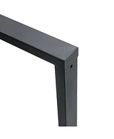 Retro Rectangular Dining Table - Textured Gray Top, Black Metal Legs