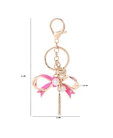 Juicy Couture Bow Charm Keychain – Stylish Gold & Pink Bling Accessory