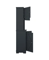Dark Blue Farmhouse Coffee/Wine Bar Cabinet