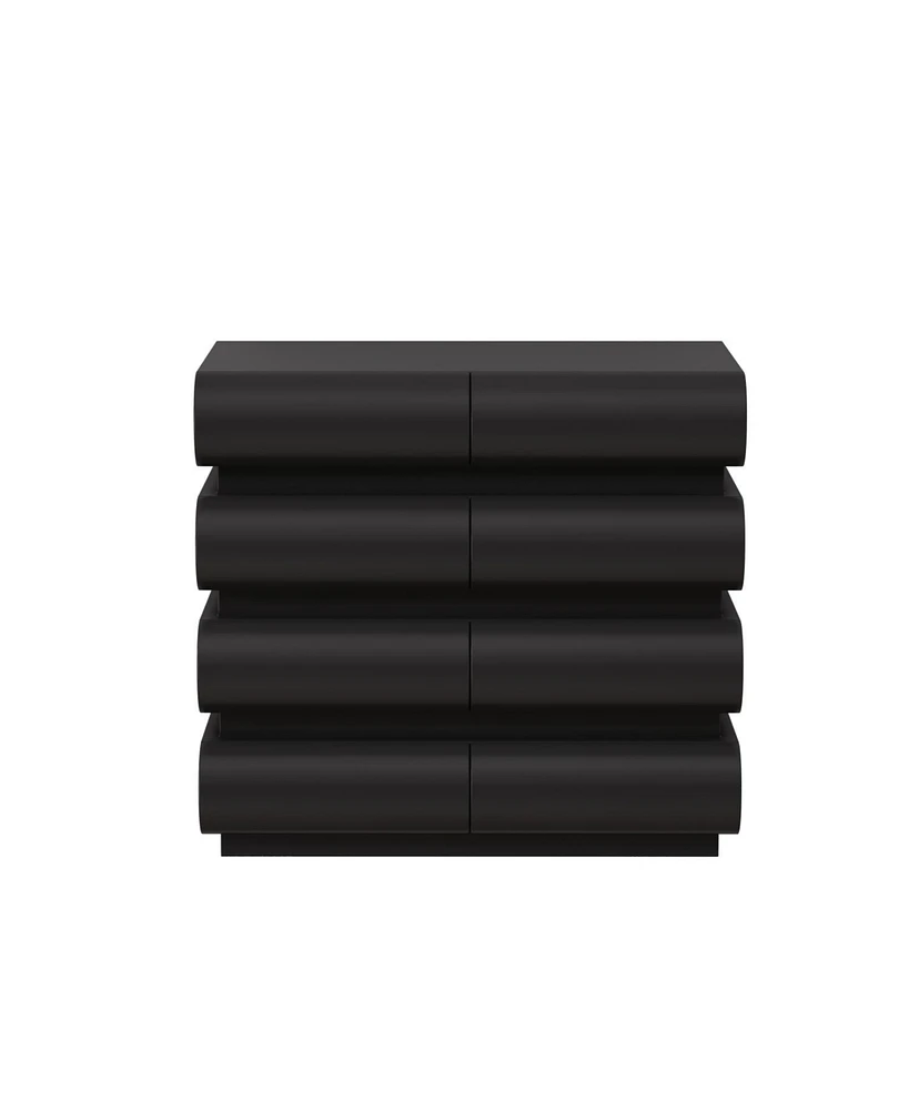 8 Drawer Dresser for Bedroom, Black Dresser No Handle, Modern 8 Chest of Drawers with Wide Storage