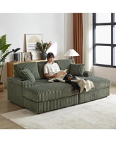 Comfy 3-Seater Corduroy Sofa with Storage Spaces