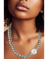 Rachel Zoe Two Tone Statement Mixed Chain Pearl Necklace