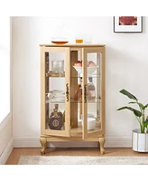 Elegant Curio Cabinet with Mirrored Back and Adjustable Shelves