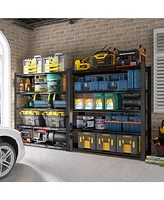 72.05 Inch Tall Black Metal Shelves with 5 Removable Dividers Are High Capacity and Load Bearing for Garages, Kitchens and Offices.