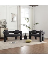 Modern Comfy 2-Seater Chenille Loveseat (Carbon Black)