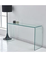 Glass Console Table, Transparent Tempered Glass Console Table with Rounded Edges Desks, Sofa Table
