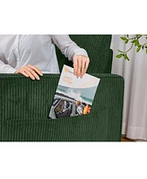 Retractable 3-Seater Sofa, Corduroy Green (Olive)