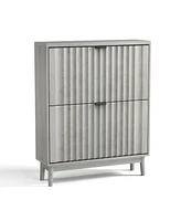 Fluted Shoe Cabinet with Flip Drawers for Entryway