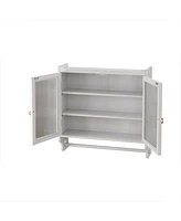 24.8" Glass Door Cabinet with 3-Tier Storage & Towel Rack