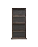 4-Tier Glass Display Cabinet with Flip-Up Doors: Collectors Showcase