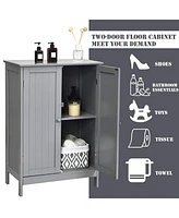 2-Door Free-Standing Bathroom Cabinet with Shelf