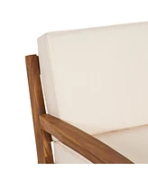 Grenada Club Chairs Acacia Wood and Sunbrella Cushions for Outdoor Comfort