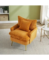 30.31 inch single chair Fashion sofa, yellow sofa, coarse corduroy fabric, soft and comfortable, suitable for apartment office living room bedroom mee