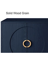 Modern Lacquered 4 Door Wooden Cabinet Sideboard Buffet Server Cabinet Storage Cabinet, for Living Room, Entryway, Hallway, Office, Kitchen and Dining