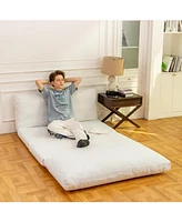 Large Folding Matress Sofa Bean Bag Bed, Foam Filling Folding Matress Sofa, Includes Removable and Machine Washable Cover, Soft Premium Faux Fur