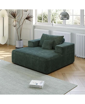 55-inch Chenille Sponge Sofa Lounge Chair,No Assembly Required,Fluffy Modern Sleeper Chair for Indoor Living Room Bedroom
